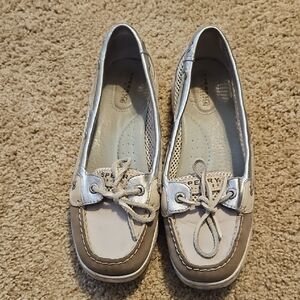 Sperry Women's Metallic Silver and Beige Loafers